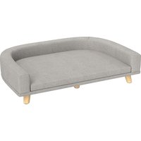 PawHut Large dog sofa elevated dog bed washable cushion wooden frame polyester fabric 98 x 67 x 25 cm gray | Aosom Ireland