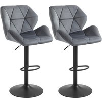 HOMCOM Bar Stool 2-Pack, Padded Bar Chair with Metal Frame, Backrest, Velvet-Look, Height Adjustable 360° Swivel | Aosom Ireland