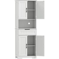 HOMCOM Kitchen sideboard, kitchen cabinet with 4 doors, drawer, open compartment and adjustable shelves, 60x30x172cm, white | Aosom Ireland