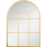 HOMCOM Gold-Framed Arched Metal Wall Mirror – 70 x 50 cm – Decor for Entryway, Bedroom, Living Room | Aosom Ireland