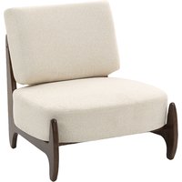HOMCOM Chenille living room armchair, comfortable bedroom armchair, thick cushion, padded seat, 72 x 73.5 x 81 cm, cream | Aosom Ireland