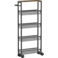 HOMCOM Kitchen trolley Serving cart with 5 tiers, Rolling kitchen shelf with worktop, Wheels Handle 47 x 13 x 96.5 cm, Black | Aosom Ireland