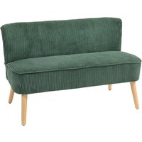 HOMCOM 2-Seater Upholstered Sofa, Wood, Velvet-like Polyester, Foam, 117 x 56.5 x 77 cm, Green | Aosom Ireland
