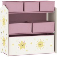 AIYAPLAY Kids Toy Storage Units, 3-Tier Toy Organiser Shelf with 6 Removable Boxes for Kids, Bedroom, Playroom, Pink | Aosom Ireland