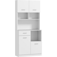 HOMCOM Kitchen cabinet, buffet with drawer, soft-close doors, 80 x 35 x 180 cm, White | Aosom Ireland