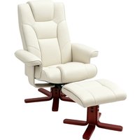 HOMCOM Recliner with footstool, faux leather, tiltable backrest, up to 150 kg, cream white | Aosom Ireland
