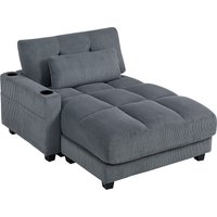HOMCOM Sofa bed with cushion, foam, convertible to bed, cup holder, gray | Aosom Ireland