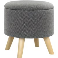 HOMCOM Round Ottoman Footstool with Storage Compartment and Wooden Legs, Modern Gray | Aosom Ireland