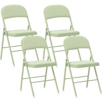 HOMCOM Set of 4 Portable Indoor Folding Chairs with Velvet-Padded Seats and Backs, Steel Frame, Green | Aosom Ireland