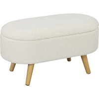 HOMCOM Storage bench with lid, footstool for hallway, living room, bedroom, wood, fabric cover, white | Aosom Ireland