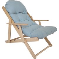 HOMCOM Folding Reclining Wooden Armchair Comfortable Relax Chair with Thick Tufted Cushion | Aosom Ireland