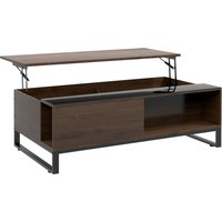 HOMCOM Side table with lift function, hidden storage compartment, walnut wood-effect, steel frame, 102 x 58 x 35.5 cm | Aosom Ireland