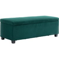 HOMCOM Corduroy End-of-Bed Storage Bench with Lid, for Living Room, Bedroom, Entryway, 112 x 42 x 40 cm, green | Aosom Ireland