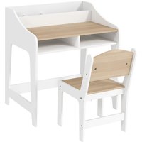 AIYAPLAY Children's Desk Set with Storage, Open Compartments, Chair, 3-8 Years, Wood | Aosom Ireland