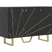 HOMCOM Sideboard Storage Cabinet, Modern Storage Cupboard with Adjustable Shelves and Metal Legs for Living Room, Kitchen, Dining Room, Entryway, Black Marble Tone | Aosom Ireland