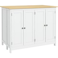 HOMCOM Kitchen island serving cart with 2 stools foldable worktop 2 cabinets with 4 doors modern design white | Aosom Ireland