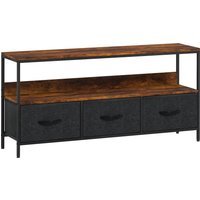 HOMCOM TV stand, TV cabinet for TVs up to 55 inches with 3 drawers and steel legs 120 x 29 x 56 cm rustic brown | Aosom Ireland