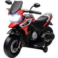 AIYAPLAY Moto électrique pour enfants avec petites roues, rétroviseurs et repose-pieds, en PP et métal, 85,5x44,5x56 cm, Rouge