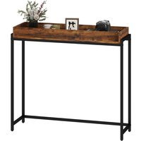 HOMCOM Console d'entrée étroite, métal & panneau, brun rustique