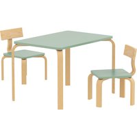 AIYAPLAY Children's table with chairs, kids table and 2 wooden chairs set for drawing, playing, studying, 78x53x53cm, green | Aosom Ireland
