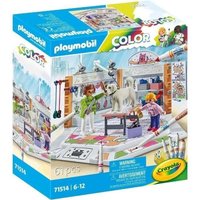 PLAYMOBIL Color 71514 Salon de toilettage, Crayons Crayola pour dessiner sur les personnages, 61 pieces, Des 5 ans