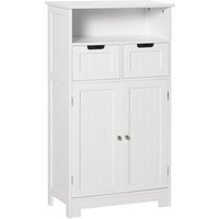 Kleankin kleankin Badzimmerschrank, Badeschrank, Badkommode mit 2 Schubladen, 1 Türschrank, Ablage verstellbar, MDF, 60 x 30 x 108,8 cm, Weiß Aosom