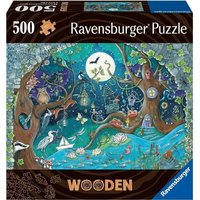 Puzzle en bois Foret fantastique 500 pieces robustes et naturelles dont 40 figurines en bois (whimsies), Qualité premium - Pour enfa