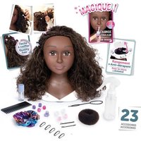 Smoby - Tete a coiffer cheveux afro - Facile a coiffer - 23 accessoires réalistes - Levres thermosensibles - Trappe de rangement