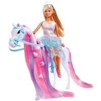 Simba - Steffi Love Princesse et Cheval - Poupée Mannequin 29cm - Robe + Tiare - Accessoires de Coiffure inclu