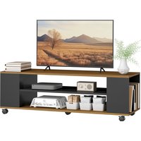 HOMCOM Meuble TV mural ou sur pied avec roulettes 4 étagères pour téléviseur de 139,7 cm 120x40x38,5 cm noyer et noir