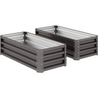 Outsunny Lot de 2 grandes jardinières extérieures en acier galvanisé Potagers urbains pour terr