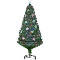 HomCom 150cm Albero di Natale Artificiale con 20 luci LED e Fibre Ottiche, Forma di Cristallo di Neve, 180 rami, rimovibile e pieghevole Aosom Italy