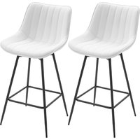 HOMCOM Jeu de 2 tabourets de bar, chaises de bar pivotantes 360° revêtement en cuir synthétique avec dossier et repose-pieds blanc