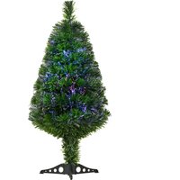 HOMCOM90cm albero di natale artificiale con luci e fibre ottiche, 90 Folti Rami in PVC, Decorazione di Natale con 4 Colori, Verde Aosom Italy