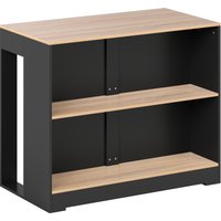 HOMCOM Bartisch mit 3 Ablagen, platzsparende Bar-Theke mit rutschfesten Füßen, Kücheninsel mit Regal, Industrial-Design, für Küche & Esszimmer, 113x60x90 cm, Schwarz und Holzton Aosom