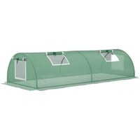 Outsunny Piccola serra per coltivazione di piante con 4 finestre, telaio in acciaio e copertura in PE anti-UV 200x80x45 cm Verde Aosom Italy