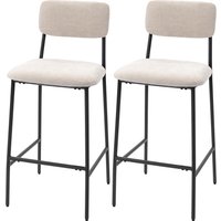 HOMCOM Lot de 2 tabourets de bar avec dossier haut, repose-pieds et revêtement en chenille, crè
