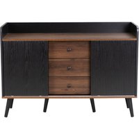 Sideboards, mit 3 Schubladen, Streifen Schiebetüren, modernes Design Schwarz Lackiert, 117,5 x 39,5 x 80 cm, Vielseitige, stabil kompakt Aosom.de