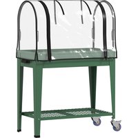 Outsunny Orto Urbano Rialzato con Ruote Copertura a Serra e Ripiano Inferiore per Coltivazione Piante 80x40x120 cm Verde Aosom Italy