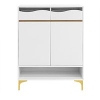 Meuble à chaussures avec éclairage LED, meuble d'entrée avec tiroirs et étagères, 80x35x105 cm, Blanc