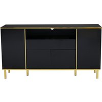 Buffet avec éclairage LED, 4 portes, 1 tiroir, 150x40x80 cm, Noir