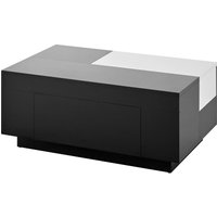 Table basse avec éclairage LED, plateau extensible et rangement, 80x50x35,5 cm, Blanc+Noir