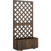 Outsunny Wooden Planter with Trellis Pine Trough for Climbing Plants Garden Decor | Aosom Ireland