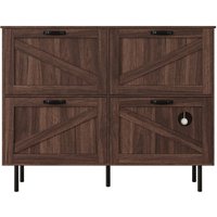 GL Store Schuhschrank mit 3 Klappen, mit Ablage für Tierspielzeug, 120x28x92 cm, Braun
