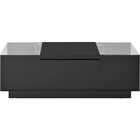 Table basse avec rangement, éclairage d'ambiance LED, plateau en verre et 2 tiroirs, 105x50x35 cm, Noir