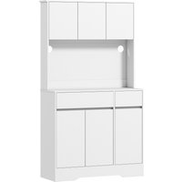 HOMCOM Modern Kitchen Sideboard with 4 Cabinets, 2 Drawers and Adjustable Shelves, 100x38x180 cm, White | Aosom Ireland