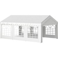Outsunny Gazebo da Esterno Tendone per Feste Matrimonio Telaio in Acciaio Bianco (6m x 4.05m x2.8m) Aosom