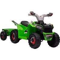 HOMCOM Kinderquad Elektro-Quad 6V mit Anhänger, Kinderfahrzeug für 1,5-3 Jahre, 2,5 km/h, Metall, Grün für Spaß im Freien Aosom.de