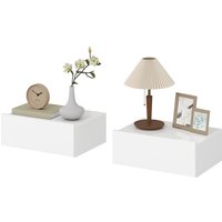 HOMCOM Jeu de 2 tables de chevet flottantes avec 1 tiroir montage mural style moderne pour chambre 40x30x15 cm Blanc