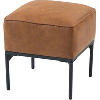 HOMCOM Repose-pieds Salon Tabouret Bas Tapissé en PU avec Pieds en Acier Rembourrage Épais Ottomane pour Canapé Marron